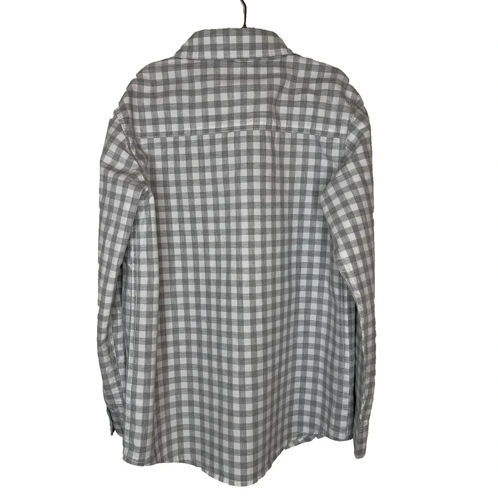 Carter’s Boys Button Down Long Sleeve Shirt Size 10 Gray And White Check